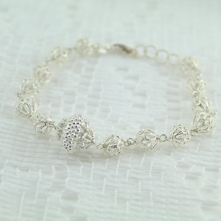 Bracciale sardo donna sfere filigrana sarda in argento traforate
