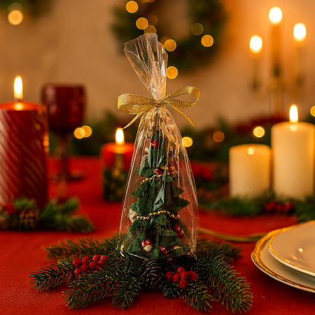 Candela decorativa albero "Wonderland" in cera per decorazioni natalizie