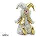 Clown Seduto H40cm Oro con Decorazioni Bianche