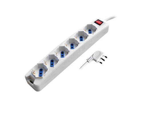 Alca Power multipresa bianca con 6 prese universale spina a 90° cavo da 1,5mt con interruttore