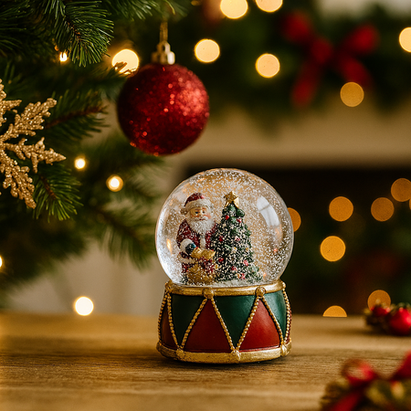 Sfera natalizia in poliresina con carillon per decorazioni natalizie