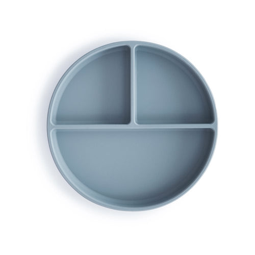 Piatto Con Ventosa A Scomparti Solid Powder Blue 18X18X2 Cm Mushie