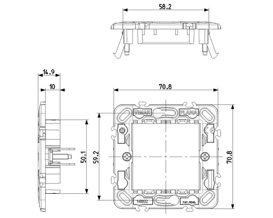 Vimar supporto 2 moduli con griffe per scatole da incasso ø 60 mm componibile con interasse 71 mm