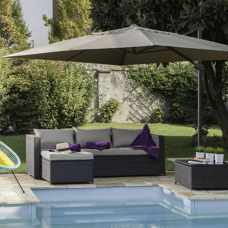 Ombrellone con palo laterale "Sahara" in alluminio verniciato a polvere da giardino e balcone