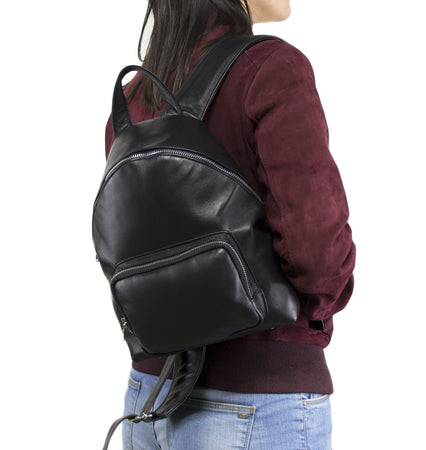 India - Zaino Donna Nero In Vera Pelle