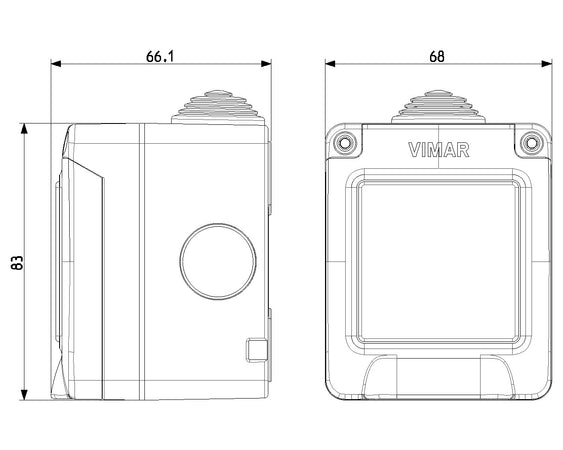 Vimar IP55 contenitore stagno 1P protetto per serie civili Eikon Arkè e Plana