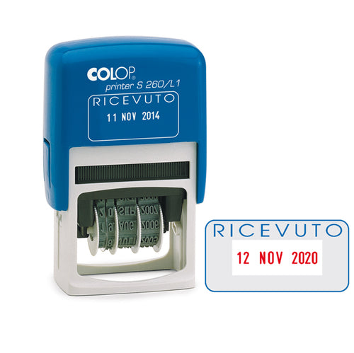Timbro S260/L1 Datario + Ricevuto 4Mm Autoinchiostrante Colop