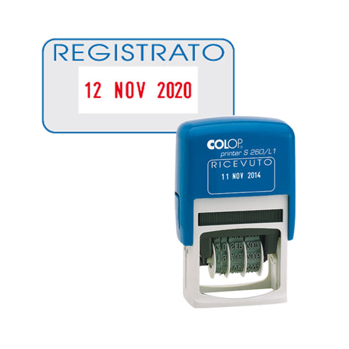 Timbro S260/L3 Datario + Registrato 4Mm Autoinchiostrante Colop
