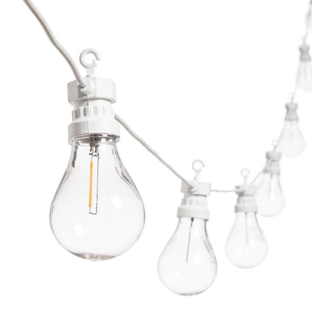Catena prolungabile da 10 lampadine con filamenti bianco caldo per esterni 5,5 mt