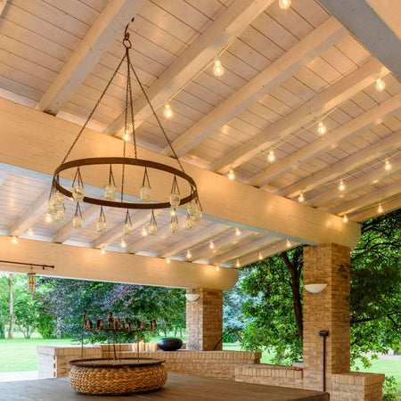 Catena prolungabile, lampadine con filamenti luce naturale cordoniera per esterni