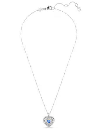 Swarovski - Collana con Pendente Hyperbola, Cuore, Blu, Placcato rodio