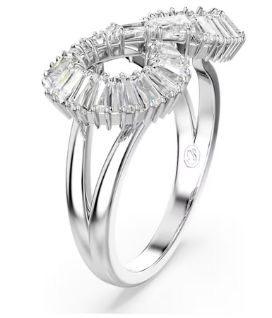 Swarovski - Anello cocktail Hyperbola, Infinito, Bianco, Placcato rodio