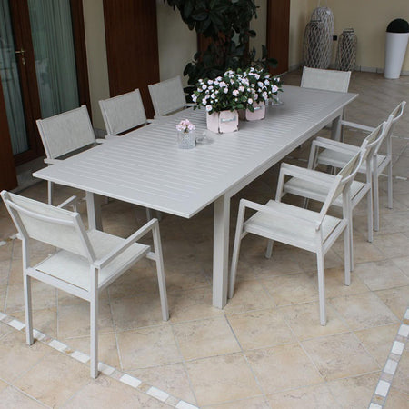 Tavolo allungabile "Ibiza" in alluminio dogato da esterno per giardino e veranda