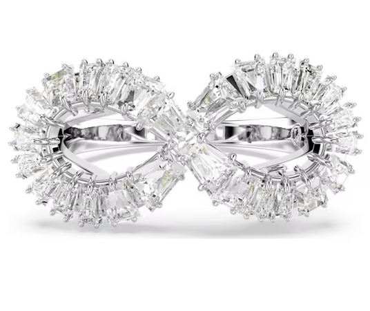 Swarovski - Anello cocktail Hyperbola, Infinito, Bianco, Placcato rodio