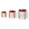 Set 3 pacchi regalo in resina luminoso color bianco e rosso per uso interno ed esterno