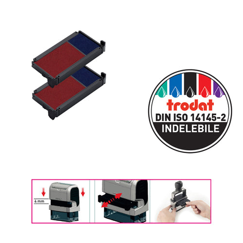 Blister Da 2 Tamponi 6/4912-2 Blu/Rosso Trodat