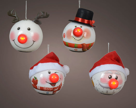 Pendaglio a forma di Babbo natale e pupazzo con Led per albero decorazione natalizia da 8.2 cm
