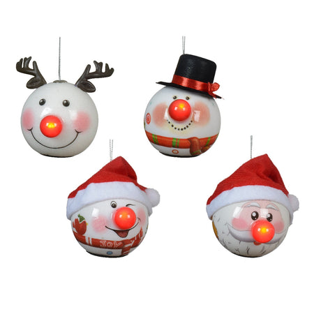Pendaglio a forma di Babbo natale e pupazzo con Led per albero decorazione natalizia da 8.2 cm