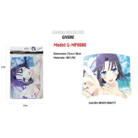 Tappetino Tappeto Poggiapolso Gaming Mouse Ragazza Cartoni Giveme Pc Maxtech G-mpad08