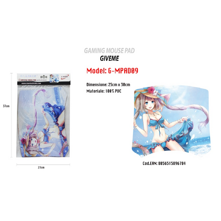 Tappetino Poggiapolso Tappeto Pc Gaming Mouse Pad Ragazza Cartoni Giveme Maxtech G-mpad09