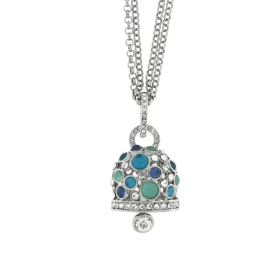 BYSIMON - Collana in Metallo campana pendente con cristalli bianchi e blu