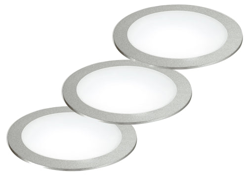 Kit 3 Faretti Incasso Alluminio Nikel Tondi Controsoffito Led 10 watt 4000 kelvin