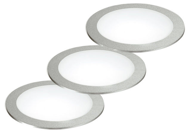 Kit 3 Faretti Incasso Alluminio Nikel Tondi Controsoffito Led 10 watt 4000 kelvin