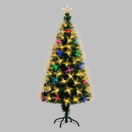Albero di natale in fibre ottiche bianco caldo e RGB da interno con vaso