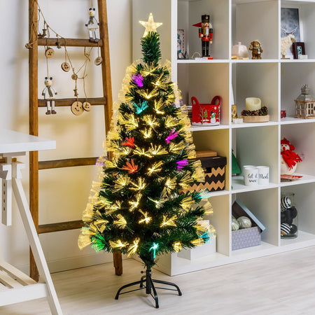 Albero di natale in fibre ottiche bianco caldo e RGB da interno con vaso