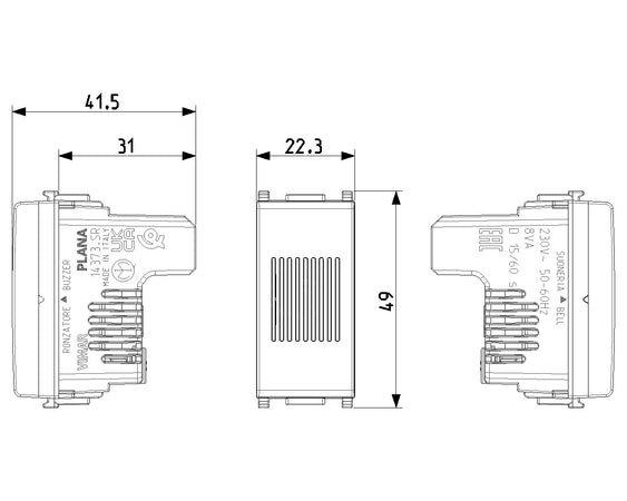 Vimar suoneria/ronzatore alimentazione 230V 50-60 Hz bianco funzione settabile staccando e ruotando il coperchio di 180°