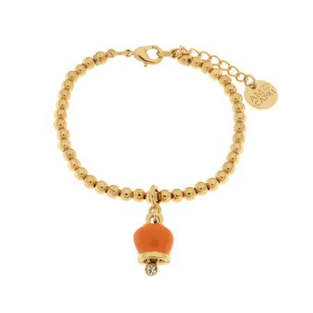 BYSIMON - Bracciale in Metallo con campanella pendente in smalto arancione