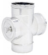 Raccordo inox Di 80 - De 130 mm a tee T doppia parete con ispezione HT
