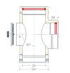 Raccordo inox Di 80 - De 130 mm a tee T doppia parete con ispezione HT