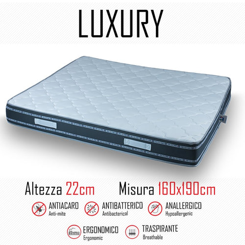 Materasso Luxury 160x190 in poliuretano alto 22cm