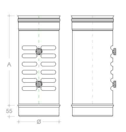 Diffusore di aria da 220mm in acciaio inox AISI 304 raccordo MF per canali di aerazione
