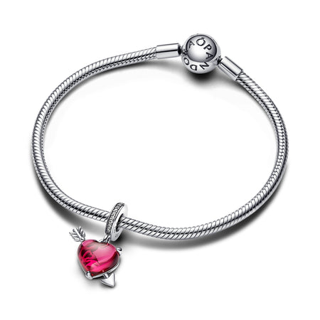 Pandora - Charm Pendente Cuore con Freccia Vetro di Murano