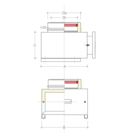 Camera raccolta ceneri DI 100 - DE 150mm per tubo doppia parete in acciaio inox
