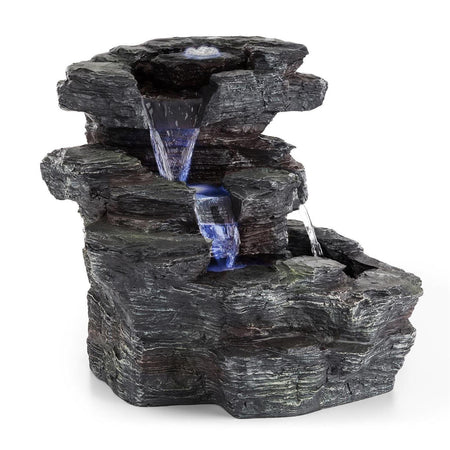 FONTANA FONTANE RESINA ROCCIA ILLUMINATA LUCE LED ARREDO GIARDINO CM 17 X 14 H 28