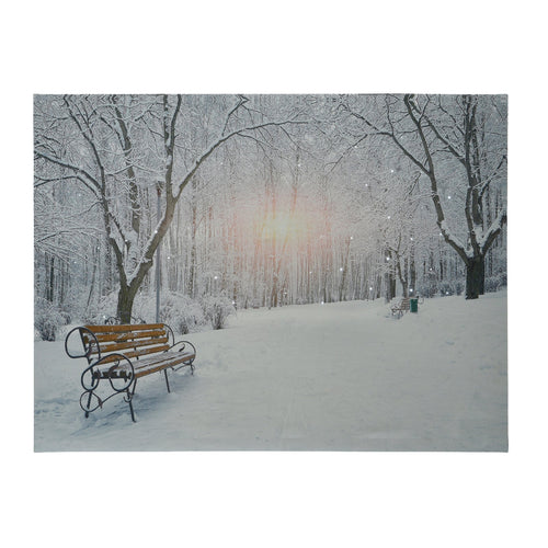 Quadro con LED luminosi Paesaggio innevato con alberi invernali, dipinto da 78 cm