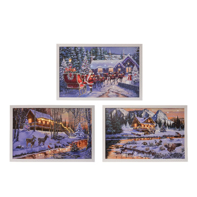 Quadro con LED luminosi a luce calda decorazione natalizia, dipinto da h 58 cm