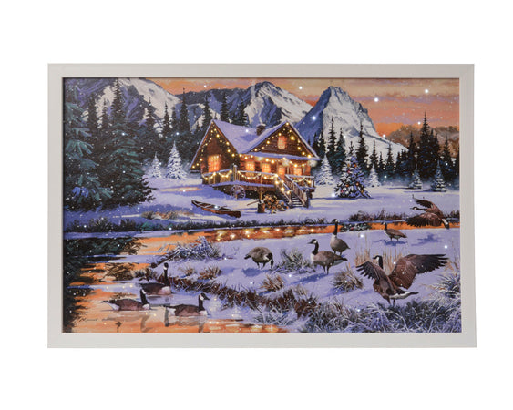 Quadro con LED luminosi a luce calda decorazione natalizia, dipinto da h 58 cm