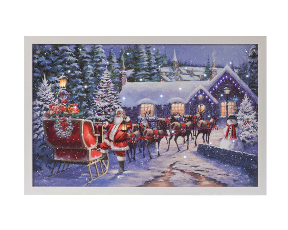 Quadro con LED luminosi a luce calda decorazione natalizia, dipinto da h 58 cm