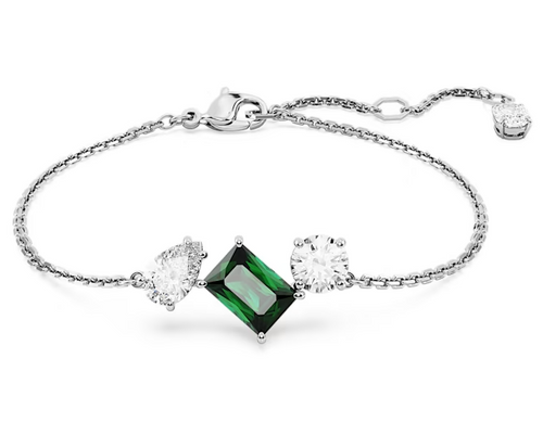 Swarovski - Braccialetto Mesmera, Taglio misto Verde, Placcato rodio