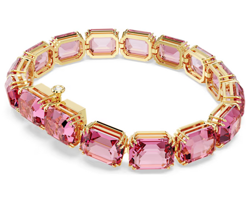 Swarovski - Bracciale Millenia, Taglio ottagonale, Rosa, Placcato color oro