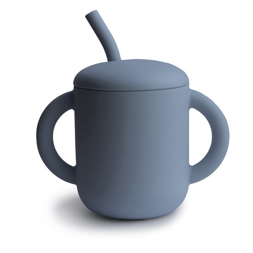 Tazza Educativa Sil.+Cannuccia Solid Tradewinds 9.5X7.15X12 Cm Mushie