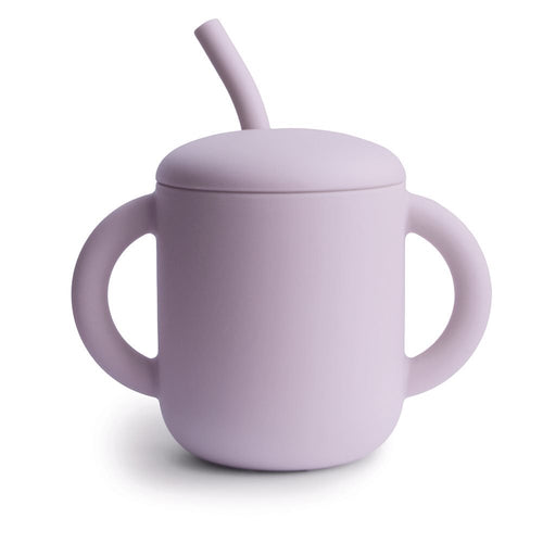 Tazza Educativa Sil.+Cannuccia Solid Soft Lilac 9.5X7.15X12 Cm Mushie