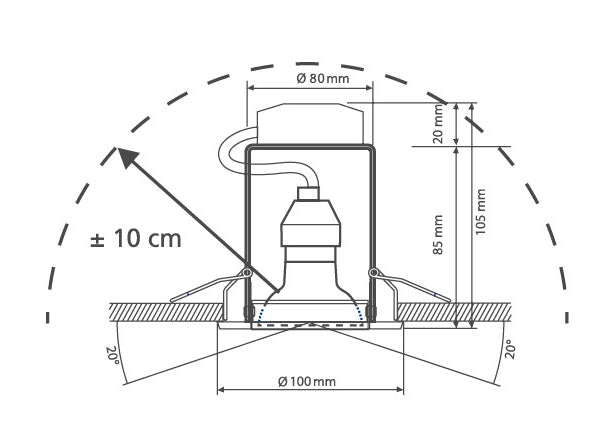 Faretto Metallo Cromato Tondo Orientabile Incasso Cartongesso Led 6 watt Luce Calda