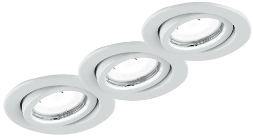 Kit 3 Faretti Orientabili Metallo Bianco Incasso Controsoffitto Led 6 watt Luce Calda