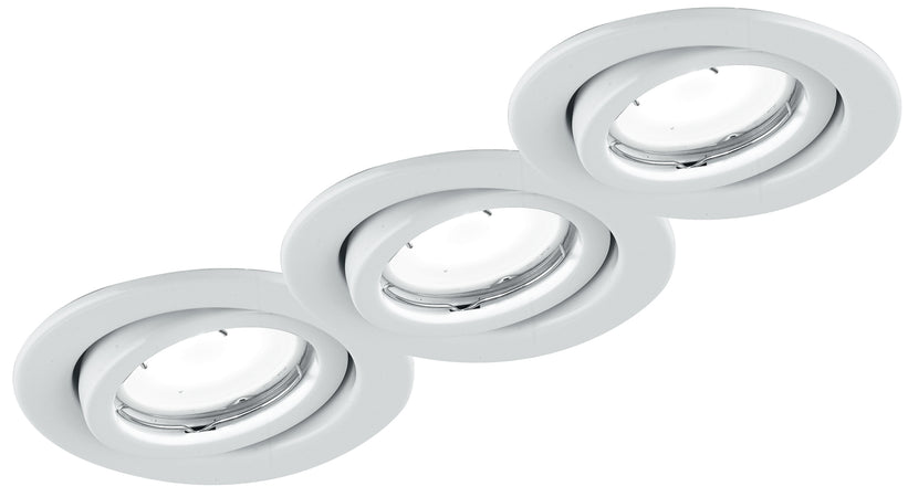 Kit 3 Faretti Orientabili Metallo Bianco Incasso Controsoffitto Led 6 watt Luce Calda