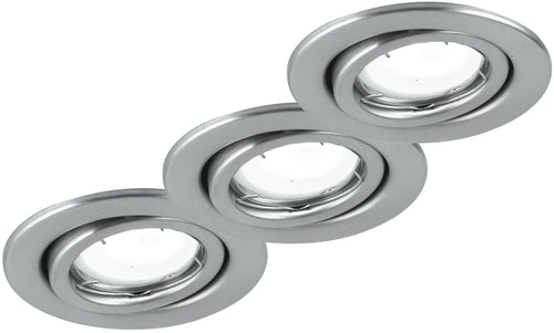 Kit 3 Faretti a Incasso Metallo Nikel Orientabili Soffitto Ribassato Led 18 watt Luce Calda